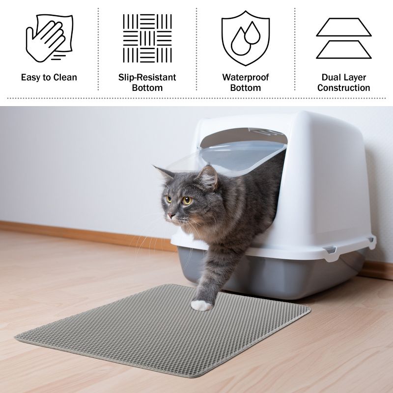 PETMAKER 24x15-Inch Double-Layer Waterproof Cat Litter Mat (Gray), 4 of 8