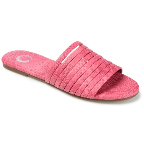Brinley Co. Womens Tru Comfort Foam Multi Strap Slide Pink 6.5