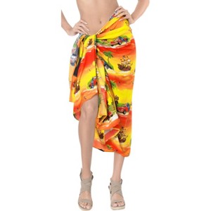 LA LEELA Women's Bikini Skirt Sarong Swimwear Swim Cover Up Summer Wraps Swimsuit Beach Wrap Coverups for Women Beachwear One Size Yellow,Car - 1 of 4