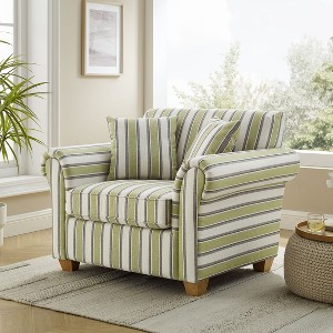 VANOMi 40.94'' Oversized Accent Chair with Stripe Pattern, Striped Fabric Armchair - 1 of 4
