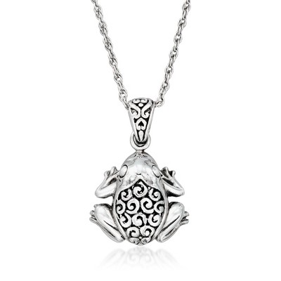 Ross-Simons Sterling Silver Bali-Style Frog Pendant Necklace Size 18