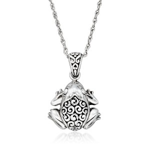 Ross-Simons Sterling Silver Bali-Style Frog Pendant Necklace Size 18 - 1 of 4