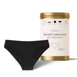 Cora Period Bikini Style Powerfully Absorbent Underwear - Black - XS