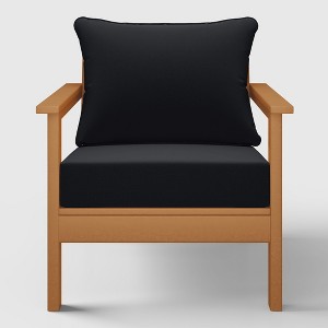 WestinTrends Avalon Teak Outdoor Modern HDPE Patio Club Chair with Deep Seat Cushions - 1 of 4