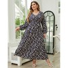 BLUEMING Plus Size Maxi Dress Floral V Neck Surplice Dress with Lantern Sleeve Tie Waist Dresses Plus Size - 2 of 4