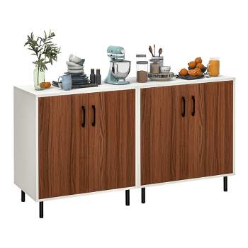 Costway Set of 2 Sideboard Buffet Storage Cabinet Kitchen Cupboard with Adjustable Shelf