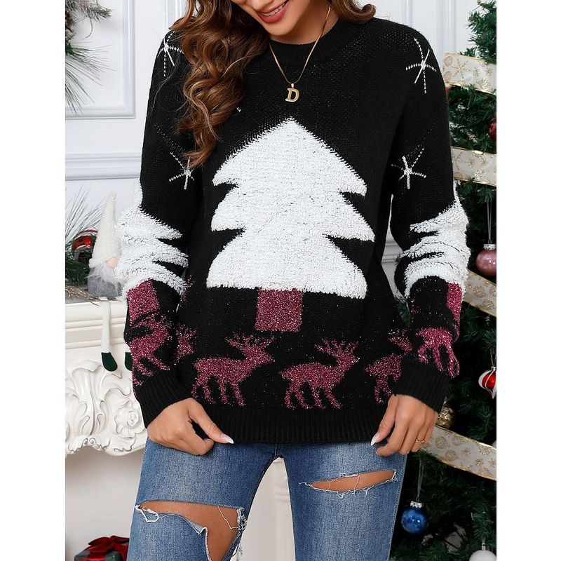 Whizmax Ugly Chirstmas Sweaters for Women Long Sleeve Funny Xmas Pullover Sweater, 3 of 8