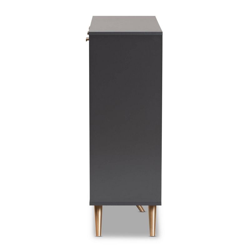 Kelson Wood 3 Door Cabinet Dark Gray/Gold - Baxton Studio, 5 of 12