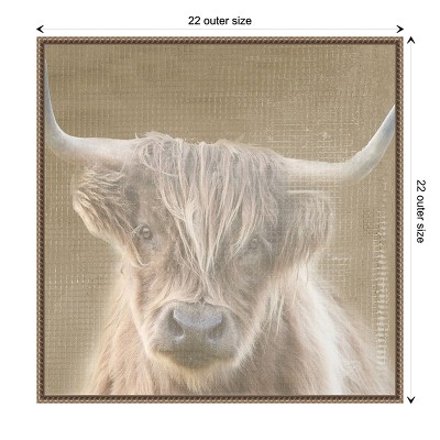 Soulful Bull Bronze Framed Canvas Animal Print 22x22