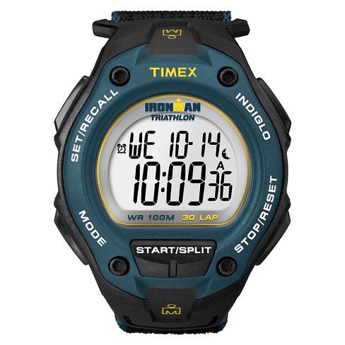 Men's Timex Ironman Classic 30 Lap Digital Watch - Black/blue T5k413jt :  Target