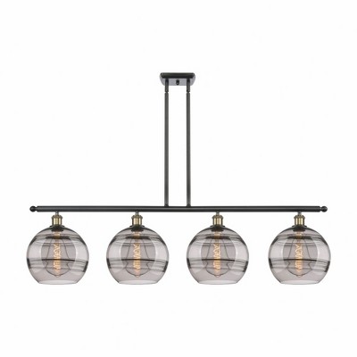 Rochester - 4 Light Stem Hung Island In Industrial Style-12.13 Inches Tall and 48.25 Inches Wide