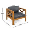 Outdoor Acacia Wood Club Chairs Set of 2, Patio Armchairs with Cushions and Teak Finish for Porch, Deck or Garden – Koiai - 4 of 4