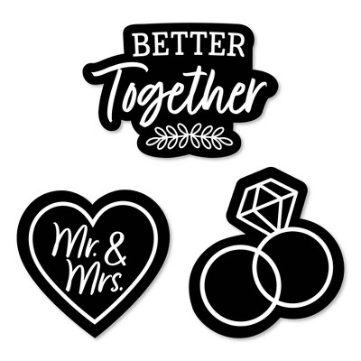 Big Dot of Happiness Mr. and Mrs. - DIY Shaped Black and White Wedding or Bridal Shower Cut-Outs - 24 Count