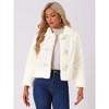 Allegra K Women's Faux Fur Fluffy Collar Cropped Winter Warm Outwear Casual Coat - 4 of 4