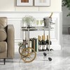 Tangkula 2-Tier Serving Cart w/ Tempered Glass Shelves 2 Large Aluminum Front Wheels - 2 of 4