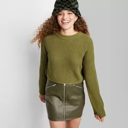 Women's Crewneck Boxy Pullover Sweater - Wild Fable™ Moss Green XXL
