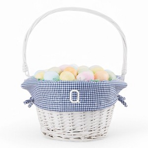 Personalization Mall Navy Check Personalized Initial White Easter Basket - 1 of 1