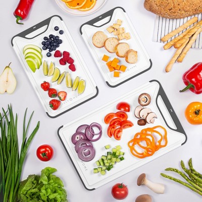 July Home White and Gray Plastic Cutting Board Set of 3
