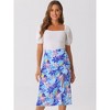 Allegra K Women's Summer Beach Flowy Ruched Front Tropical Floral Midi Skirt - 2 of 4