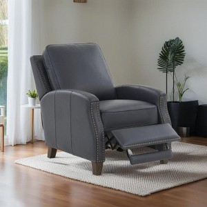 Faux Leather Push Back Recliner with High-Density Foam, Tapered Wood Legs, and Manual Recline - 1 of 4