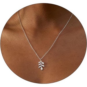 Dainty Gold Necklace - 14K Gold Plated Heart, Star & CZ Leaf Pendant, Everyday Minimalist Jewelry for Women - 1 of 4