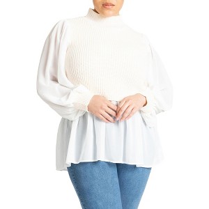 ELOQUII Twofer Sweater With Chiffon - 1 of 4