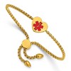 Chisel Stainless Steel Yellow IP-plated with Red Enamel Heart Medical ID Adjustable Bracelet - 2 of 4