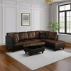 Soft and Breathable 3-Piece Short Plush Sofa Set, L-Shaped Living Room Sofa with Double Spring Layer - 2 of 3