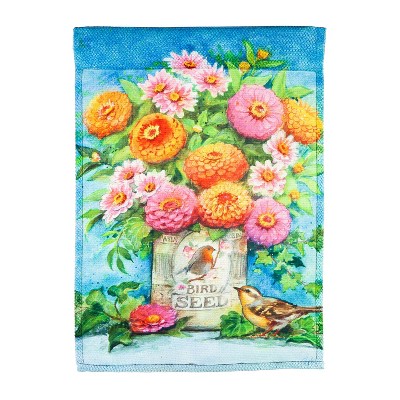 Bird Seed Tin Garden Textured Suede Flag