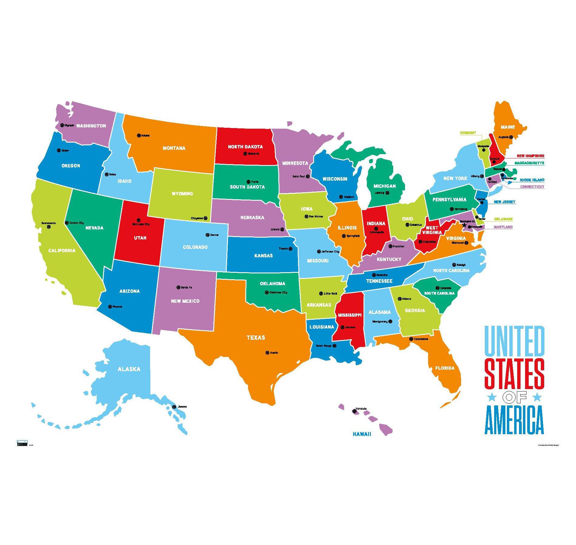 Trends International Map - United States Of America 2022 Unframed Wall Poster Prints