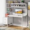 JUJABU 55-Inch Computer Desk with Hutch, 2 Drawers, Open Shelves, Modern Home Office Storage & Gaming/Writing Workstation - 3 of 4