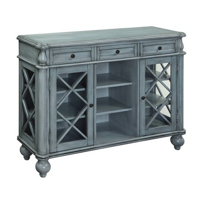 Mabry Mill 3 Drawer 2 Door Credenza Blue - Treasure Trove Accents