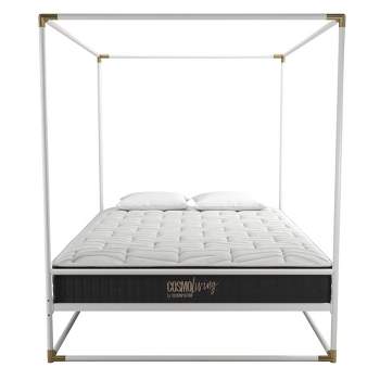 DHP Celeste Canopy Metal Bed, Queen, White with Gold Accents