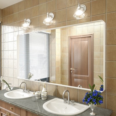 Apmir Rectangular Aluminum Alloy Framed and Tempered Glass Wall Bathroom Vanity Mirror in Matte Black/ Gold/ Silver/ Brown