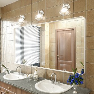 Apmir 60 in. W x 30 in. H Rectangular Aluminum Alloy Framed and Tempered Glass Wall Mirror in Matte White - 1 of 4