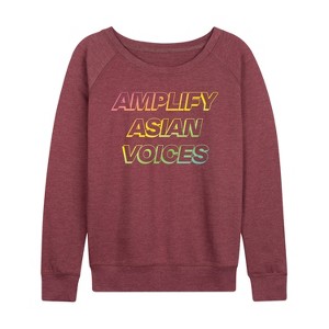 Women's - Instant Message - Amplify Asian Voices Lightweight French Terry Wide Neck Long Sleeve Graphic Shirt - 1 of 4