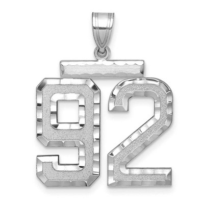 Black Bow Jewelry 14k White Gold, Varsity Collection, Large D/C Pendant, Number 92
