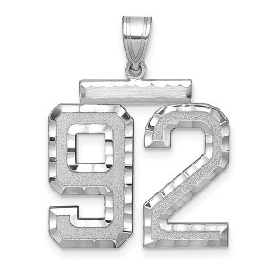 Black Bow Jewelry 14k White Gold, Varsity Collection, Large D/C Pendant, Number 92 - 1 of 3