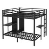 TIRAMISUBEST King over Twin XL Size Bunk Bed with Open Wardrobe, Metal Storage Bed Frame with Shelf & Folding Tray - 4 of 4