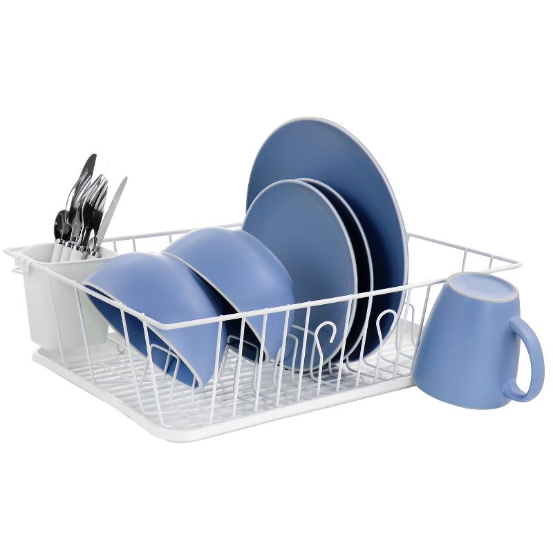 MegaChef 17.5 Inch Single Level Dish Rack with 14 Plate Positioners and a Detachable Utensil Holder, 4 of 6