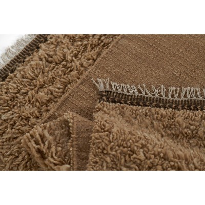 Natural Geometric Handwoven Wool Shag Rug, 2 ft x 3 ft