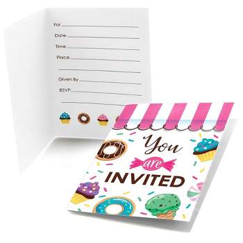 Big Dot of Happiness Sweet Shoppe - Fill In Candy and Bakery Birthday Party or Baby Shower Invitations (8 count)