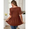 INSPIRE CHIC Women's Maternity Tops Boho Ruffled Notched Neck Short Sleeve Shirts Flowy Blouses - 4 of 4