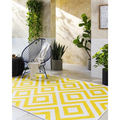Hauteloom Spilsby Yellow Trellis Outdoor Rug