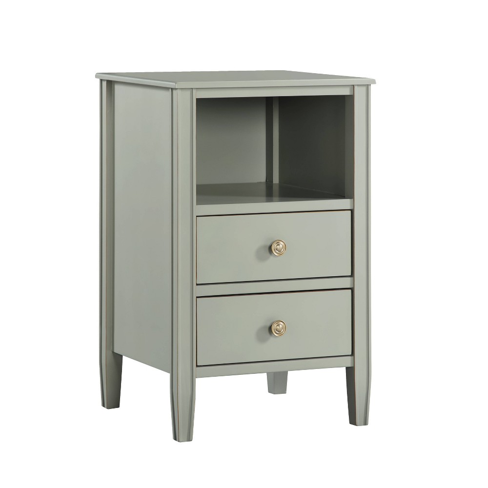 Comfort Pointe Winsley 2 Drawer Storage Nightstand Antique Gray
