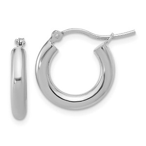 Black Bow Jewelry 3mm x 16mm (5/8 Inch) Round Hoop Earrings in 14k White Gold - 1 of 4