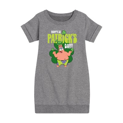 - SpongeBob Squarepants - Happy St. Patricks Day Graphic Short Sleeve Fleece Dress