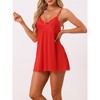 cheibear Women's V-neck Lace Adjustable Strap A-line Nightgowns - 2 of 4