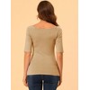 INSPIRE CHIC Women's Half Sleeves Scoop Neck Fitted Layering Soft T-Shirt - 4 of 4