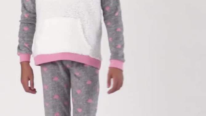 Sleep On It Girls Novelty Fleece 2-Piece Long-Sleeved Pajama Sleep Set, 2 of 5, play video